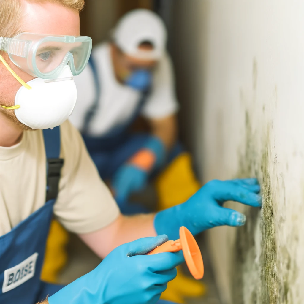 A mold remediation team in Boise is addressing mold issues in a residential setting.